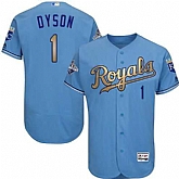 Glued Kansas City Royals #1 Jarrod Dyson Light Blue FlexBase 2015 World Series Champions Gold Program Baseball Jersey,baseball caps,new era cap wholesale,wholesale hats